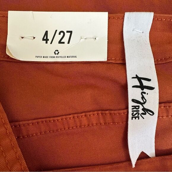 NWT Kensie Jeans Orange High Rise Tie Belt Straight Leg, Sz 4/27 - Picture 7 of 12